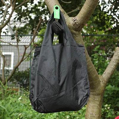 Round ball Elastic Cotton shopping bag foldable tote Reusable Portable Shoulder Folding pouch handbags printing black