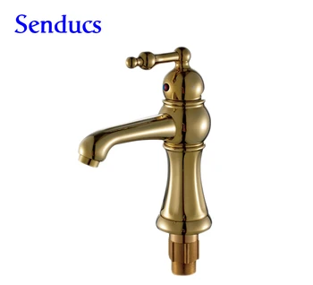 

Free shipping hot sale gold basin sink mixer tap with single lever kitchen sink faucet of solid brass bathroom basin sink faucet