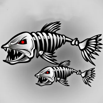 Aliauto Car-styling Skeleton Shark Car Sticker and Decal Go Fish Accessories for Volkswagen Polo Golf Tiguan Bmw Ford Focus 2 3 aliauto car styling umbrella corporation car sticker sports mind eyelid decal for bmw ford focus vw polo skoda golf audi opel