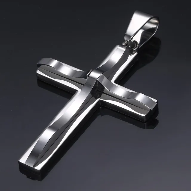 Stylish Black Gold Silver Cross Pendant Necklaces for Men Hip Hop Jewelry - Image 5