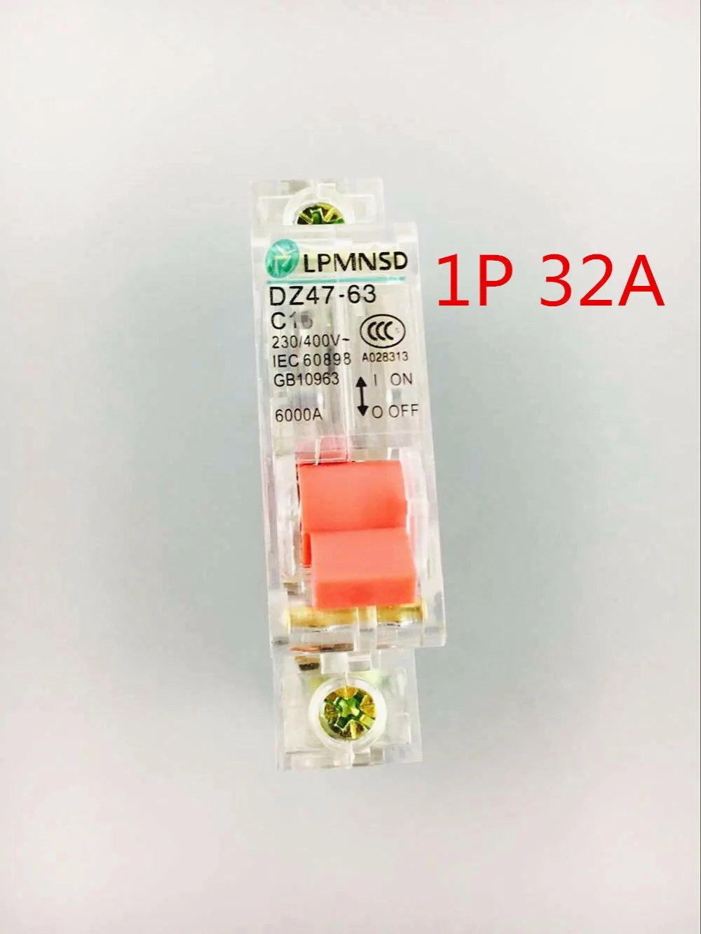 

2PCS 1P DZ47-32A DIN-Rail 240V/415V 50HZ/60HZ Transprant Mini Circuit breaker MCB C45 C type