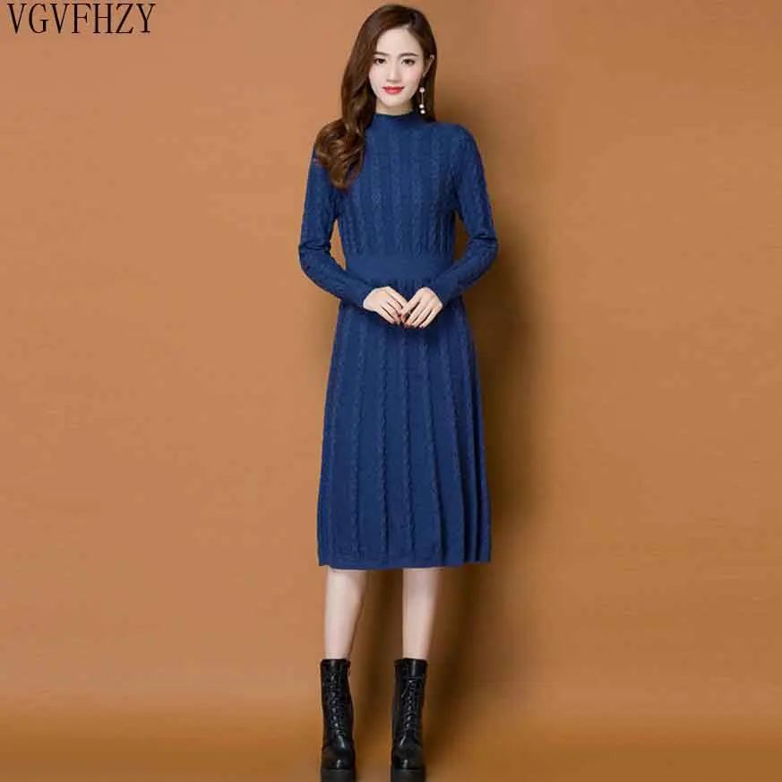 Buy 2019 winter Women Sweater Dresses Winter Long