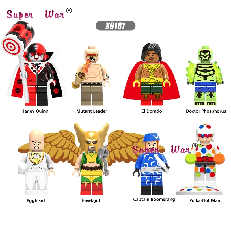 

Single Building Blocks Hawkgirl Harley Quinn Mutant Leader EI Dorado Doctor Phosphorus polka-dot man toys for children