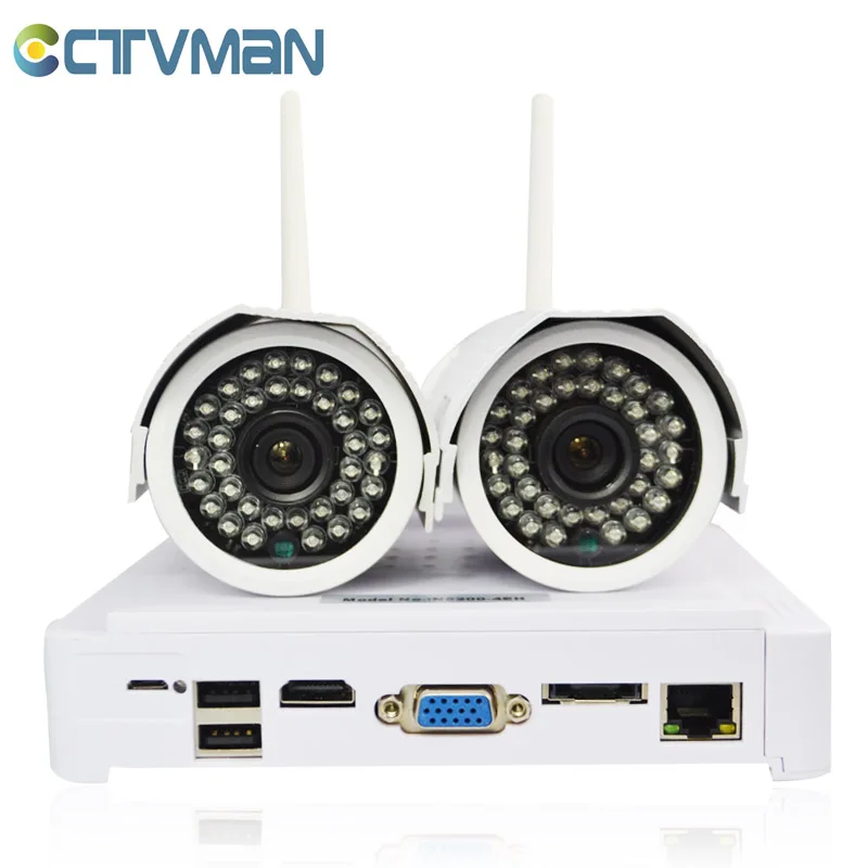  CTVMAN Wireless IP Camera Kit HD 720P 2pcs 1MP Bullet Outdoor Cams With 1pc 4CH Mini NVR Network WIFI Security Camera Sets 