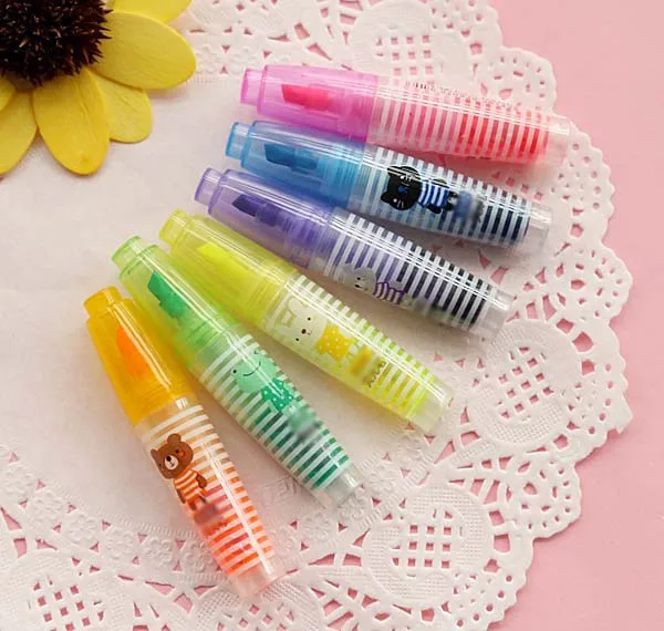 

6pcs/lot Kawaii Mini highlighter pen Creative 6 colors Fluorescent pens School supplies Office accessories(ss-a433)