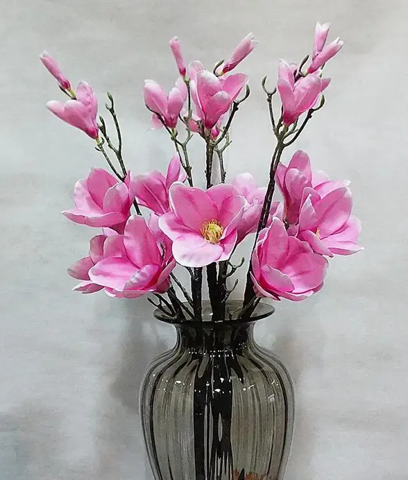 Высокое качество шелковые магнолии цветок Искусственный Декоративный свадебный цветок букет Простой Большой размер искусственная Орхидея для украшения дома - Цвет: Розовый