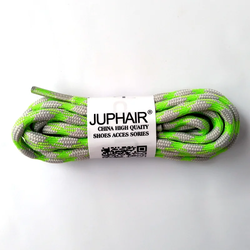 JUP 1-50 Pairs Gray Fluorescent Green Round Sport Shoe Laces Non-slip Outdoor Hiking Sneaker Shoelace Skate Bootlace String Rope
