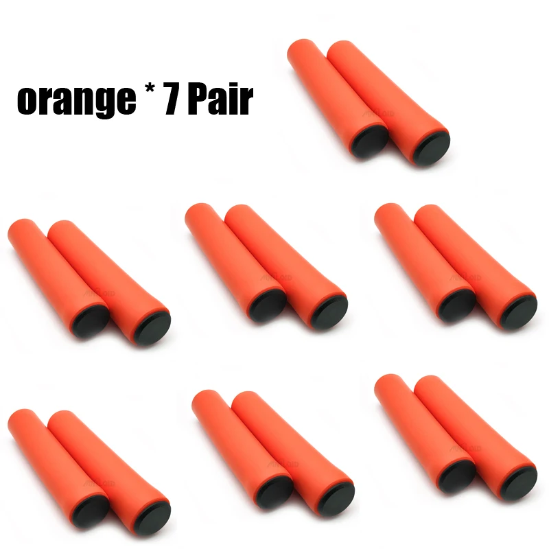 7 пара/лот, велосипедные ручки, ручки для велосипеда, для улицы, MTB, горный велосипед, Велоспорт, велосипедный, силиконовый, противоскользящий, руль, мягкие ручки - Цвет: Orange 7pair