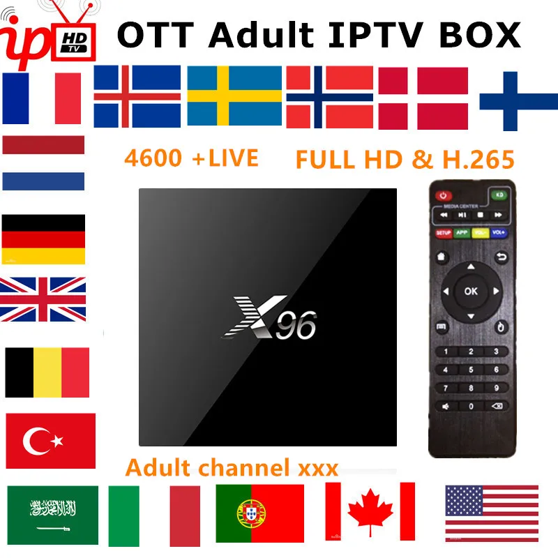

French Netherland IPTV X96 android TV box 7.1+IPTV Subscription Sweden belgium Europe USA Canada 45000+ adult xxx smart tv box