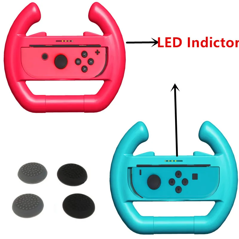 

Nintend Switch Steering Wheel Upgrate LED Indicator Joy-con Racing Handle Hand Grip for Nintendos Switch Joycon Accessories 2pcs