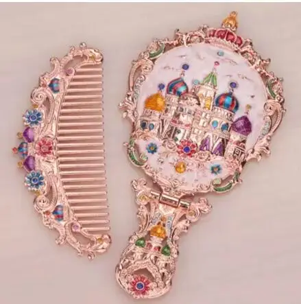 

Europen antique metal frame hand mirrors small mirror pocket mirrors decorative mirrors gifts for women J047