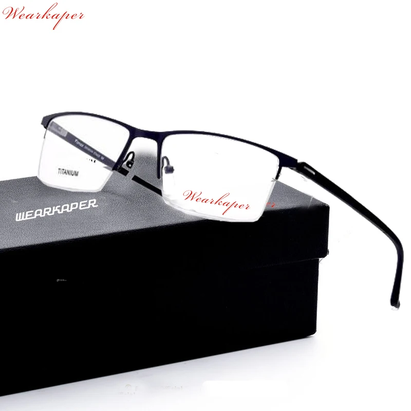 

WEARKAPER High Quality TR90 Titanium Alloy Glasses Frame Men Prescription Myopia Optical Half Square Eyeglasses Frame