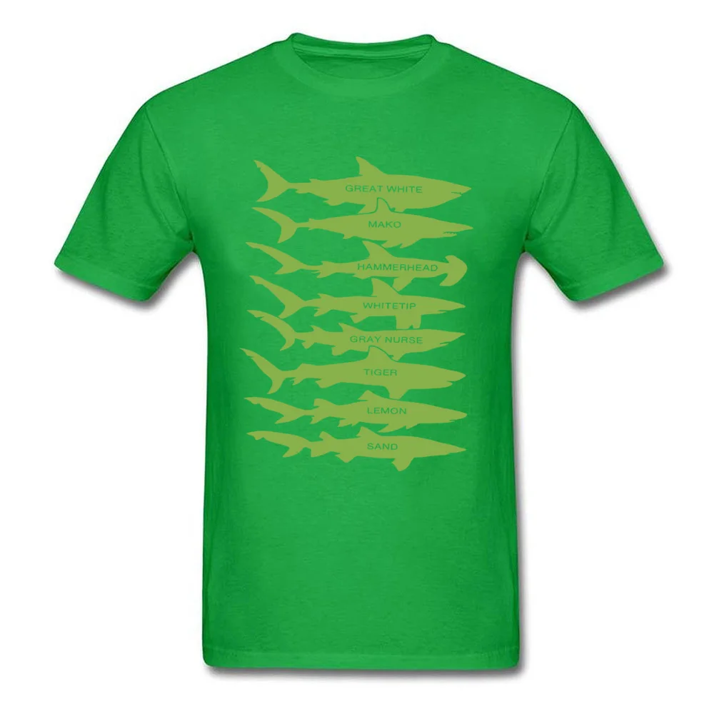 Shark Types Men Company Casual Tops T Shirt Round Collar Autumn 100% Cotton T-Shirt Group Short Sleeve T-shirts Shark Types green