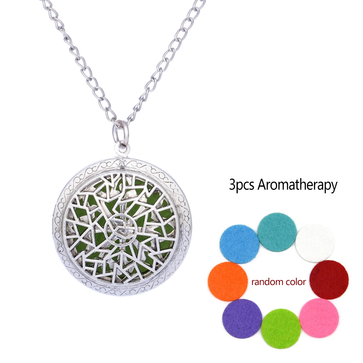 Aromatherapy Locket Necklace Hollow Round Pendant With Pads Oil Essential Diffuser Open Pendant Necklace Fashion Jewelry