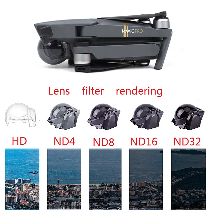 

Gimbal Camera Lens Filters Protection Cover for DJI MAVIC PRO/ Platinum Gimbal Lock Guard With Filter Effect UV ND8 ND32 Filters