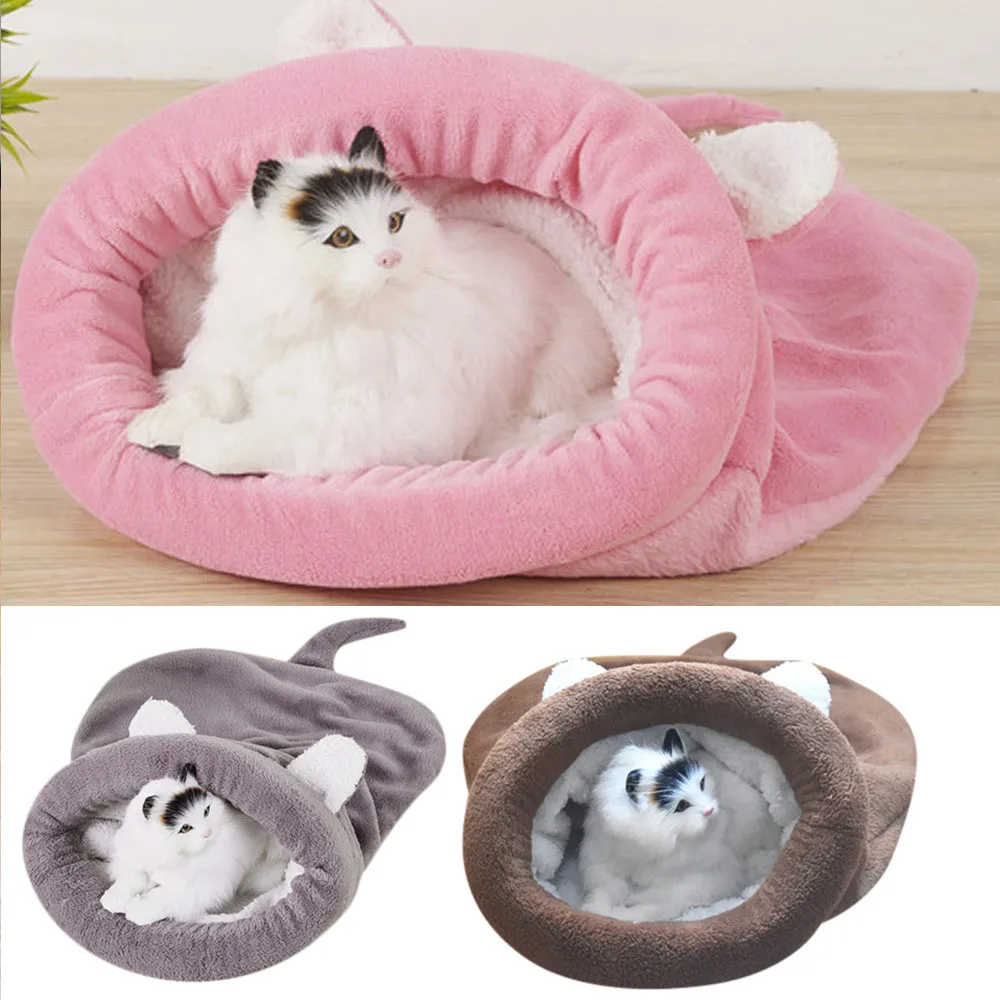 Kitten Cat Bed Pet Puppy Warm Cave Soft Dog House Sleeping Bag Mat