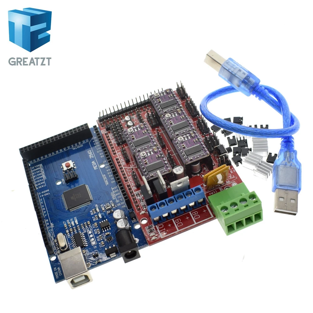 Greatzt 3D принтеры 1 шт. Mega 2560 R3 + пандусы 4 панель управления 5 DRV8825 шаговым двигателем
