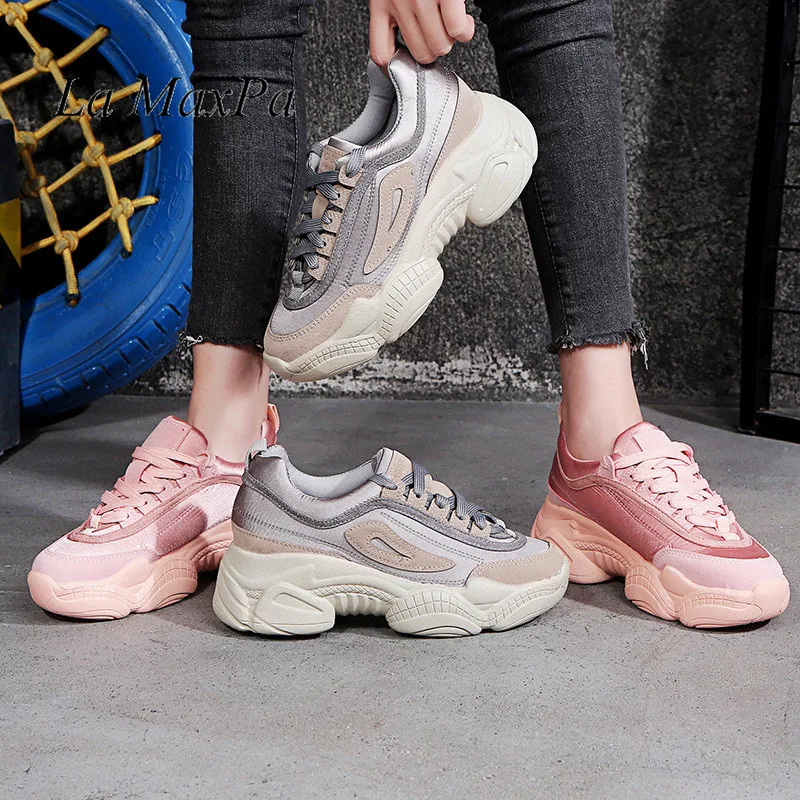 

2019 Sneakers Women Spring Fashion Breathable Casual Cozy Flat Shoes Platform Shoes Outdoor Ladies Dad Sneakers Chaussure Femme