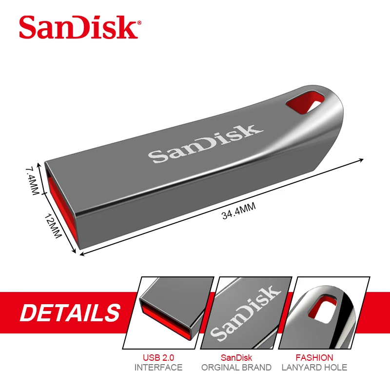 

SanDisk USB Disk Pen Drive 32GB 64GB 8GB 16GB pendrive CZ71 USB 2.0 memory stick USB flash drive key no retail package