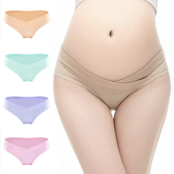 

LNRRABC Plus Size M/L/XL/2XL/3XL Pregnant Women Soft Briefs U type Low Waist Prop Belly Panties Thongs Lingerie Underwear