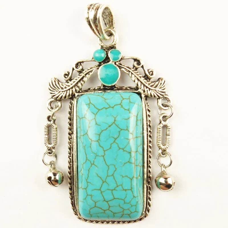 

Blue Man-made Turquoises Oblong Wire Wrap Tibet Silver Pendant Bead 53x26x8mm Send Randomly Dw034