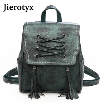 

JIEROTYX Black Fashion Women Backpack Lady Tassel Leather Backpacks School Backpack Teenage Girl Travel Bag Feminina Wholesale