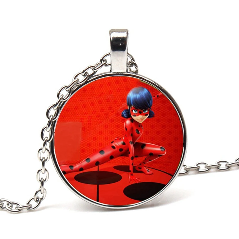 

Necklace for Gril Hotsale Miraculous Ladybug Girl Necklace Cartoon Poster Kids Jewelry for Gril Gifts QH54