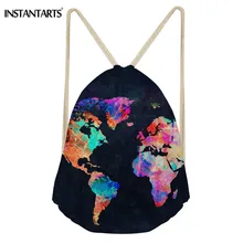 INSTANTARTS 3D Карта мира Печать Мужская спортивная сумка повседневная сумка на шнурке Мужская Дорожная сумка-шоппер сумка на плечо сумка для хранения мужской рюкзак