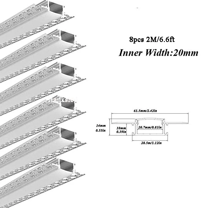 2m Led Drywall Channel with Milk Cover and Installation Package for 20mm  Width Strip Light - AliExpress