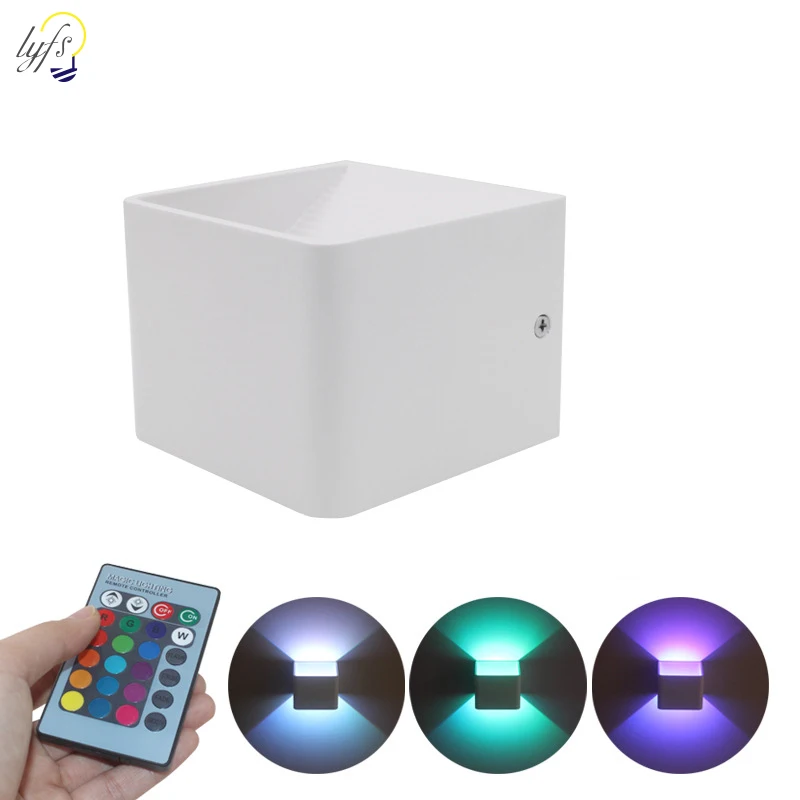 

3W Square aluminum wall lamp bedroom bedside lamp modern minimalist indoor LED wall lamp hotel decoration lamp with romoto