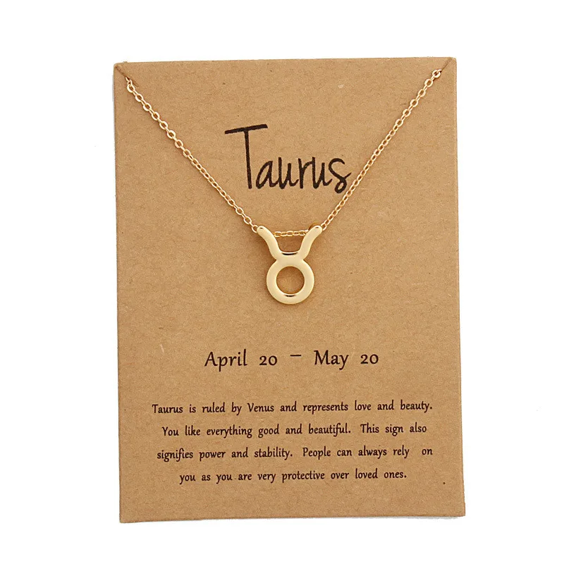 Мода 12 Созвездие Кулон «Стрелец» ожерелье s ожерелье созвездия Дева подарок на день рождения открытка для женщин Девушка ювелирные изделия - Окраска металла: Taurus