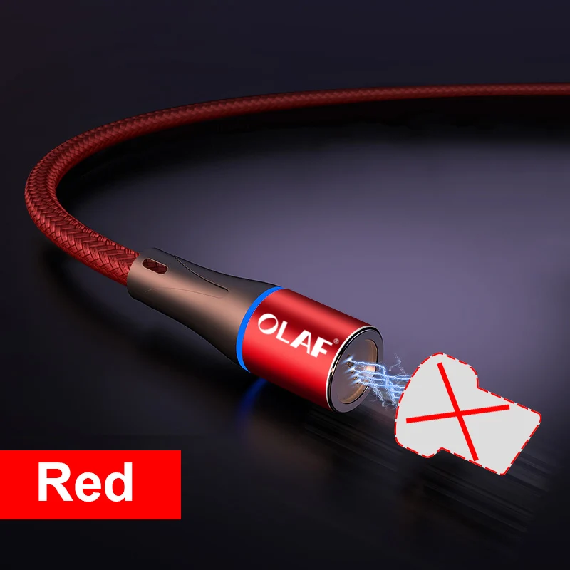 1M LED Magnetic Cable& Micro USB Cable& USB Type C Cable Nylon Braided Type-C Magnet Charger Cable for iPhone Samsung S10 S9 - Цвет: Red cable no plug