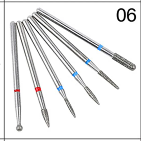 6 шт. алмазные сверла для ногтей набор фреза роторная Бурра Eletric для маникюрной машины инструмент для удаления кутикулы аксессуар для ногтей - Цвет: Set-06