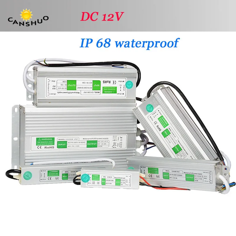 

AC100~240V to DC 12V LED Power Supply IP67 Waterproof Driver Transformer 10w 15w 20w 30w 45w 60w 80w 100w Adapter For led Strip