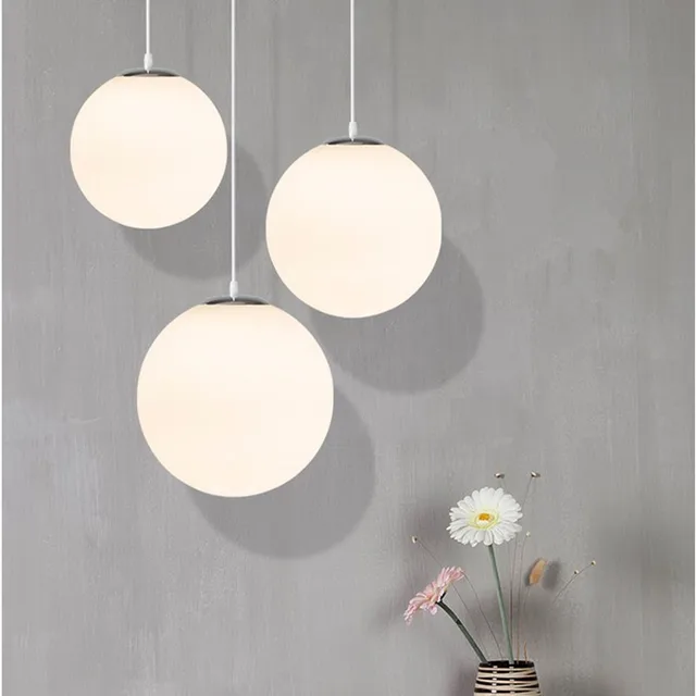 Buy Glass Pendant Light Modern LED White Globe Ball Hanging Lamp For Living