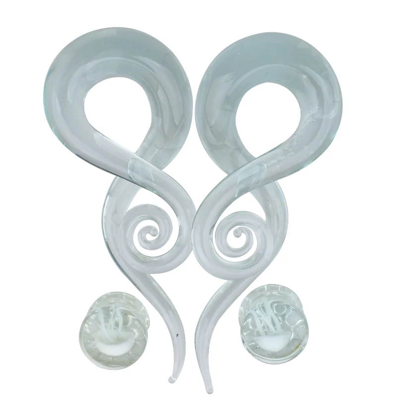 Стеклянные полупрозрачные серьги, белая Медуза, затычка для ушей, туннельный расширитель, пирсинг для тела, 8 мм-12 мм, Модные женские с подарочными коробками
