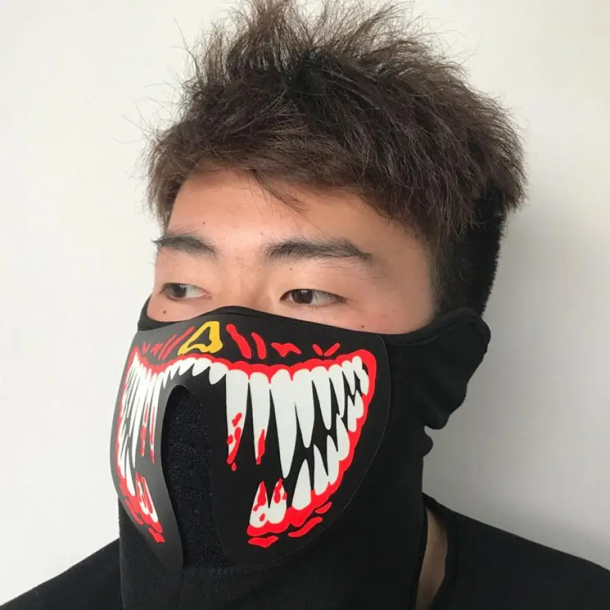 

1PC Motorcycle Cycling Ski Face Masks Led Cold Light Mask Music Sound Control Luminous Cold Light Halloween Luminous Mask P40