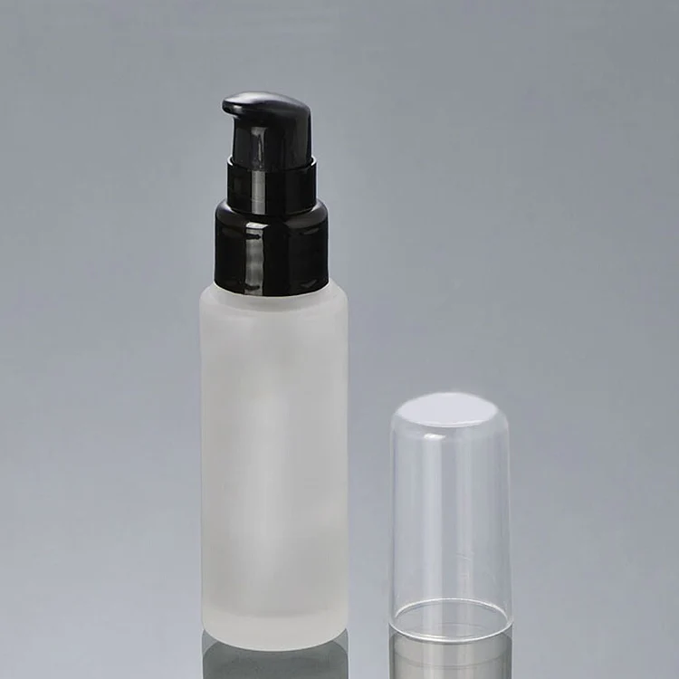 Download 30ml Clear Frosted Glass Bottle with Black foundation Pump ...