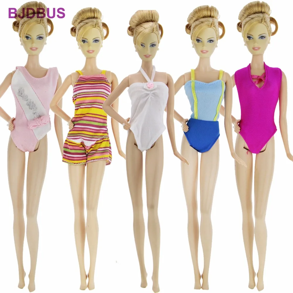 

5 PCS / Lot High Quality Swimsuit Beach Wear Colourful Sexy Bikini Clothes For Barbie Doll 12" Accessories Kids Birthday Gifts