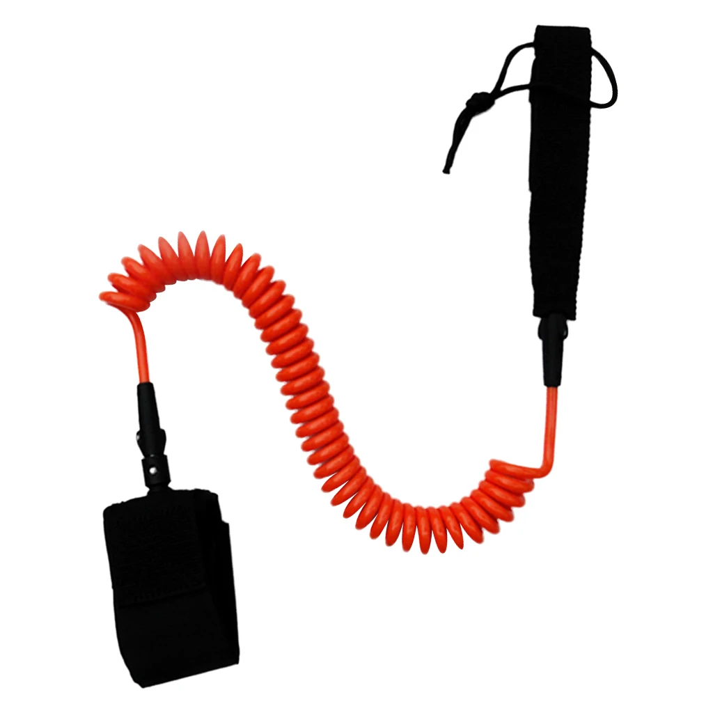 4ft/ 5ft/ 6ft/ 8ft/ 10ft 5.5mm Orange Coiled SUP Bodyboard Surfboard Leash with Neoprene Ankle Strap Surfing Accessories