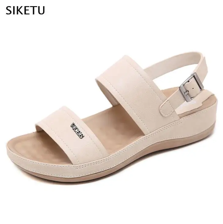 Beach flip flops shoes woman summer sandals woman's shoes sajdals platform with high heel and wedge with a pair of sandals c420 - Цвет: Бежевый