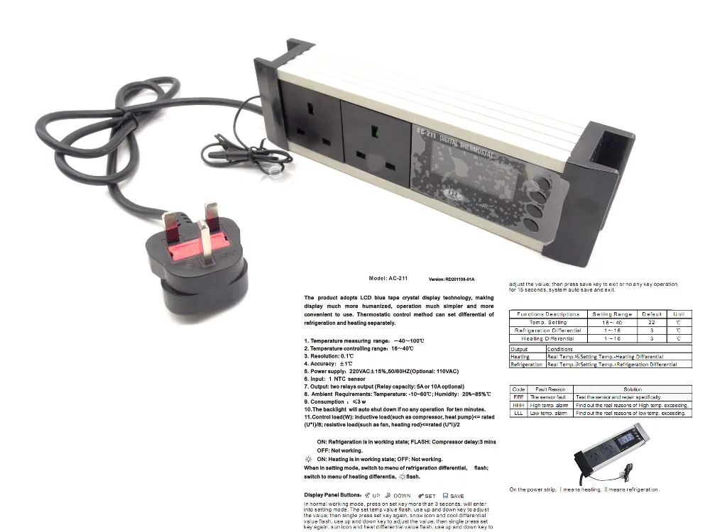 ЕС Великобритания AU CN plug 2 релейный выход парниковых аквариум Цифровой термостат контроллер холодильное Отопление для сенсор водо