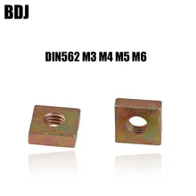 DIN562 M3 M4 M5 M6 цветные оцинкованные квадратные гайки без