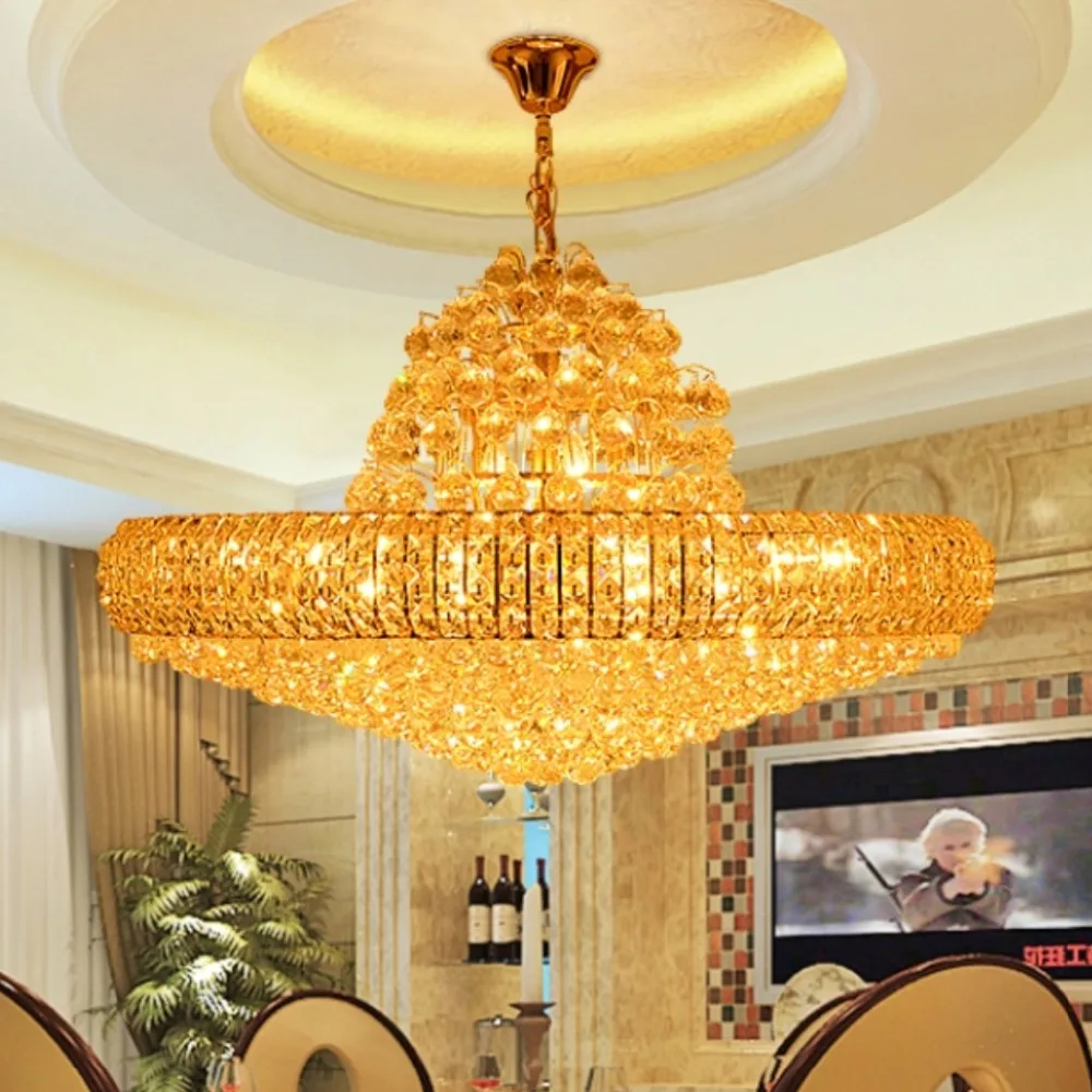 Led Modern Golden K9 Crystal Chandelier Big Round Gold Led Modern Golden K9 Crystal Chandelier Big Round Gold Chandeliers Lights Fixture Hotel Club Res Ac90v 260v In From