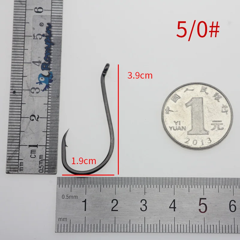 Rompin 50 шт. крючок для ловли осьминогов 8299 HC-72A высокоуглеродистой стали рыболовный крючок морской окунь черный офсетный осьминог клюв приманка size6-9/0 - Цвет: size 5I0