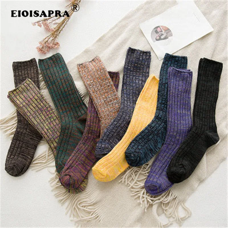

[EIOISAPRA] Harajuku Women Socks Thick Warm Winter Socks Long Solid Loose Piles Of Socks Female Sock Knitted Meias Calcetines