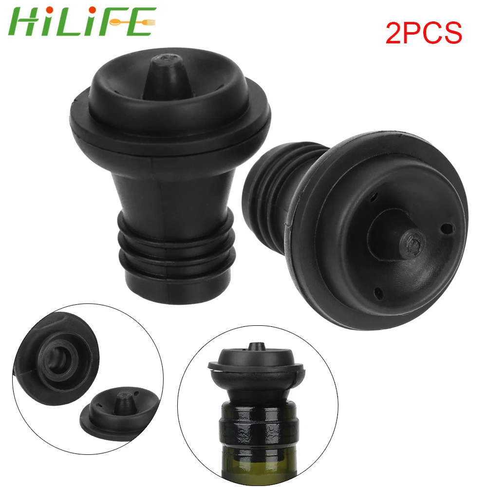 

HILIFE 2Pcs/set Wine Stopper Vacuum wine Stopper Silicone Wine Corks Durable Stored Fresh Bottle Stopper Bar Tools