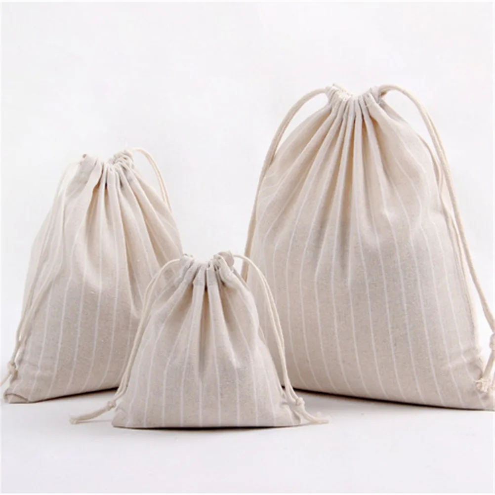 

1pc S/M/L Stripe Drawstring Bags Girls Shoes Bags Women Cotton Travel Pouch Storage Clothes Handbag High Quality Makeup Bag