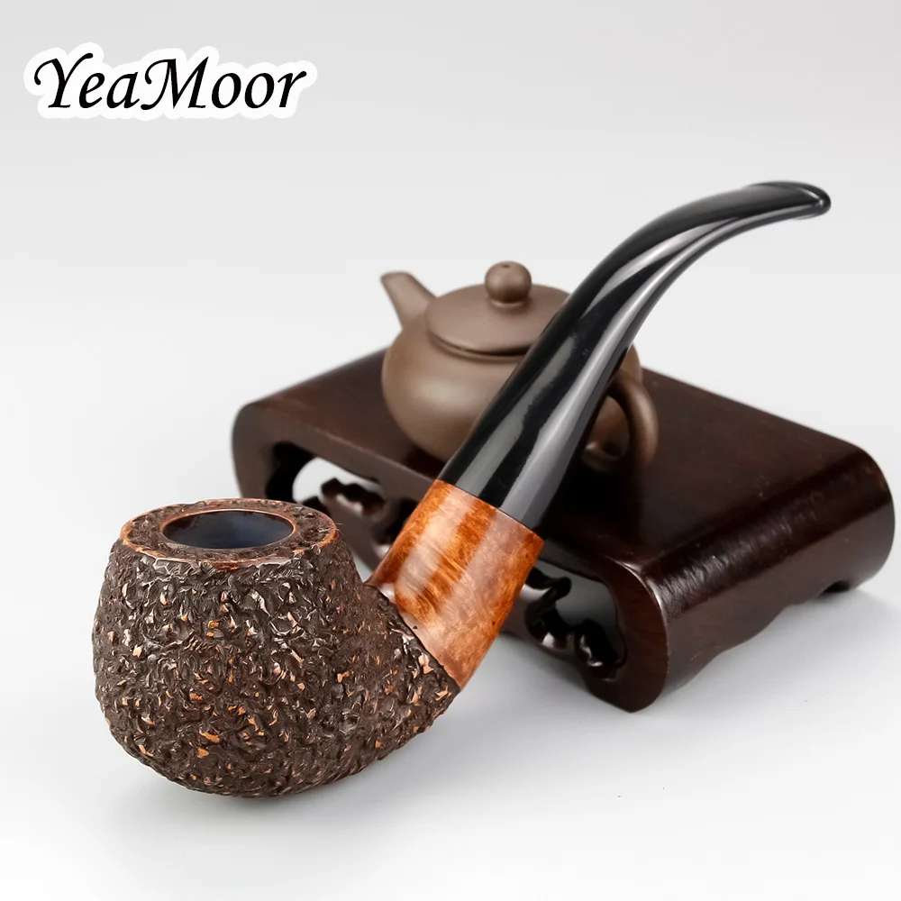 

Handmade Big Briar Pipe Smoking Tobacco Pipe 9mm Filter Carven Smoking Pipes 74 tools free Bent Carved Briar Wood Pipe