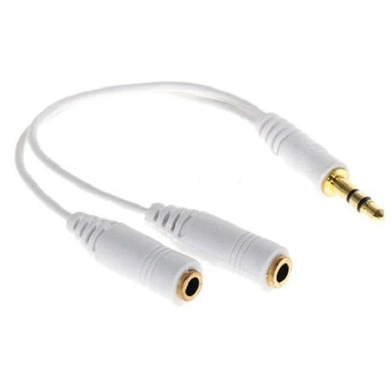 Cable Splitter Of White Earphones 3 5 Mm Audio 1 Male Jack
